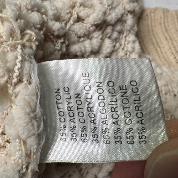 Miracle Womens M Cream Textured Hoodie Knit‎ Pullover Cozy Sherpa Style Sweater - Picture 5 of 9